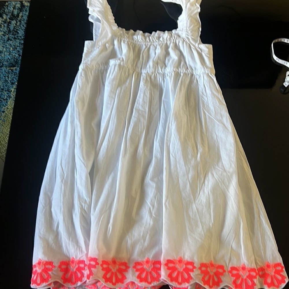 NWT JCREW Flutter-sleeve mini cotton dress with neon embroidery 10 - Picture 8 of 9